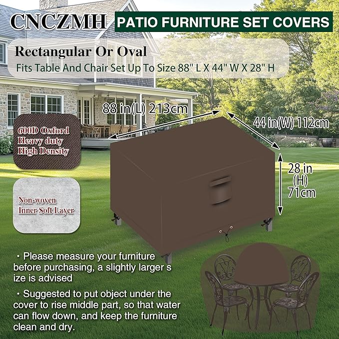 Heavy Duty Patio Furniture Covers Waterproof, 600D Outdoor Furniture Cover - Image 2