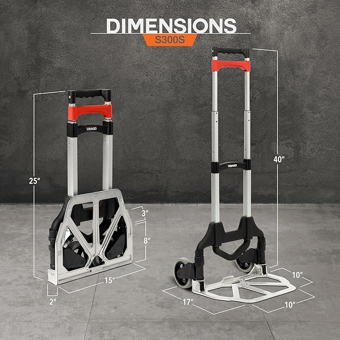 Vergo 100 Ibs Capacity Folding Hand Truck Dolly – Lightweight Aluminum Frame - Image 4