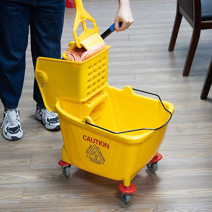 Matthew Cleaning 34 Quart Commercial Mop Bucket INCL.Wet String Mop - Image 4