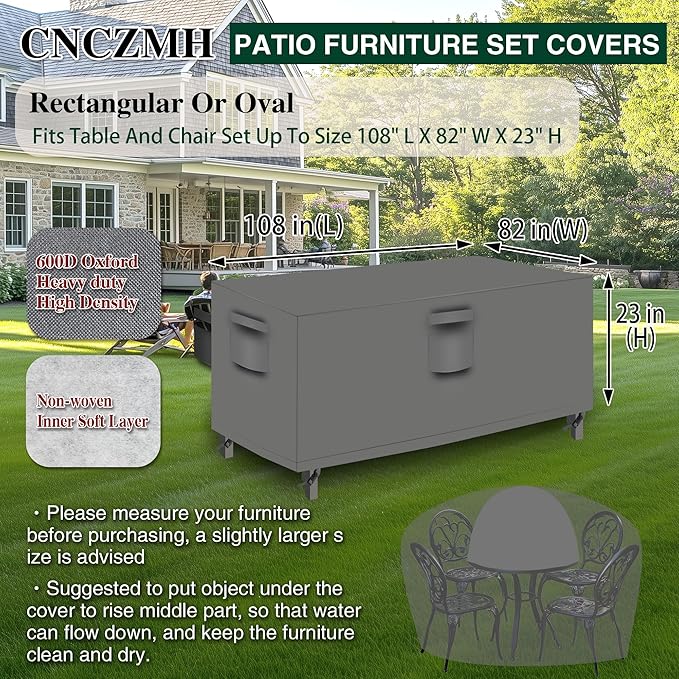 Heavy Duty Patio Furniture Covers Waterproof, 600D Outdoor Furniture Cover - Image 2