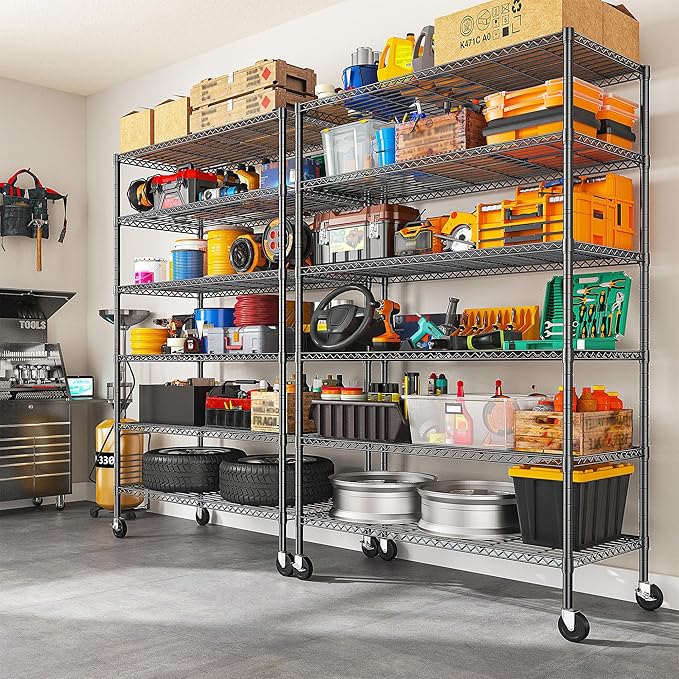 82" H X45 W X18 D Wire Shelving Unit, 6 Tier Adjustable Storage Shelves - Image 6