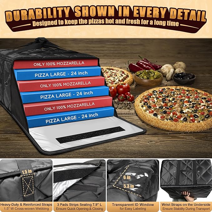 MyLifeUNIT Pizza Bag for Delivery, Thermal Insulated Pizza and Food Delivery Bag - Image 4