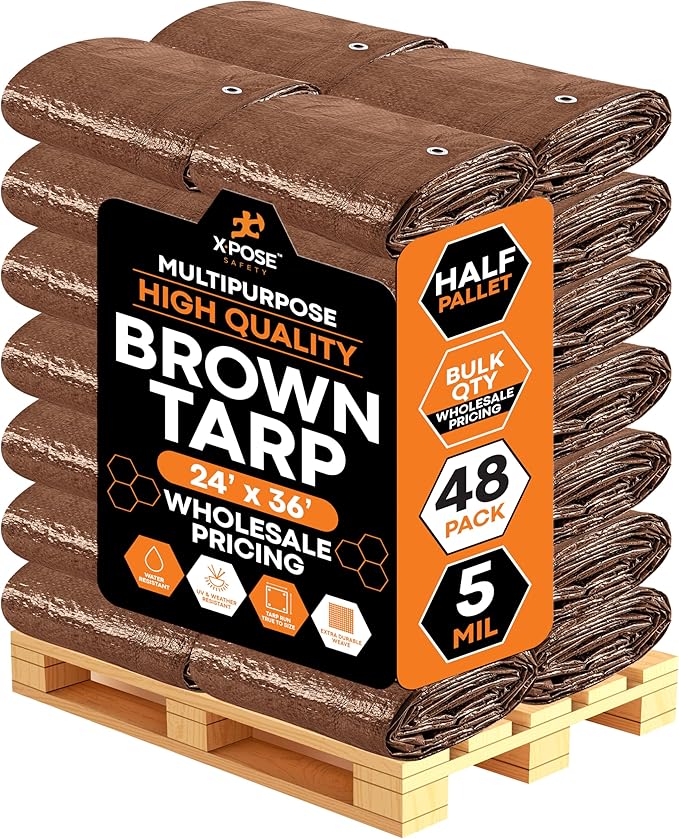 Multipurpose Protective Cover Brown Poly Tarp 24' x 36' by XposeSafety
