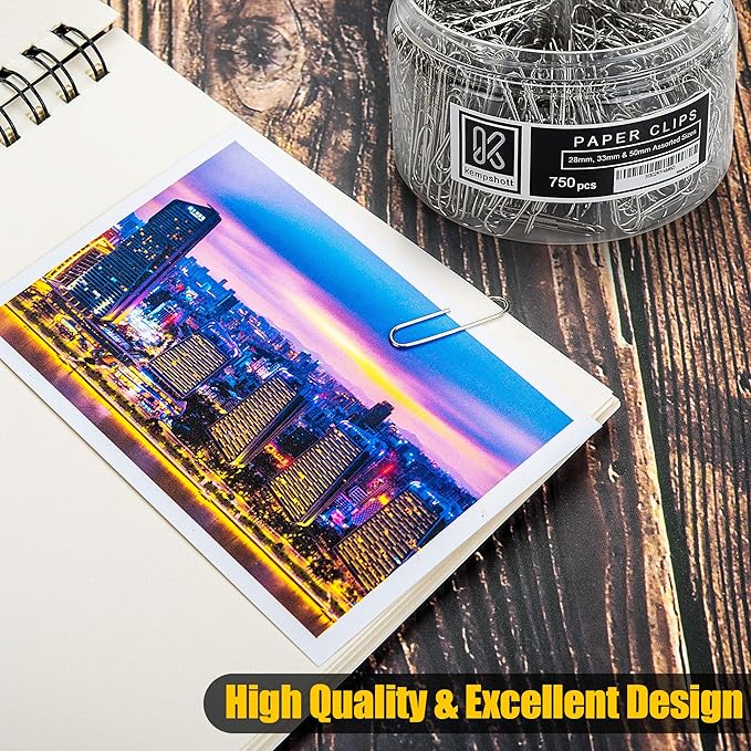 750 Paper Clips Assorted Sizes Small, Medium and Large Paper Clips - Image 8