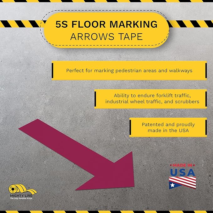 Mighty Line Solid Arrows Directional Sticker Sign Floor Marking Tape - Image 2