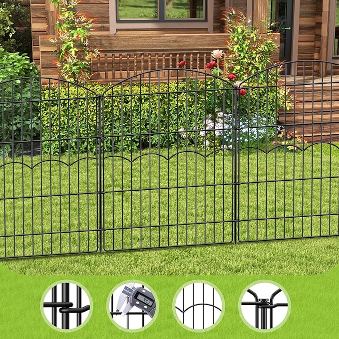 Decorative Garden Fence 6 Panels 14.8 ft×38in Metal Garden Fences, No Dig - Image 5