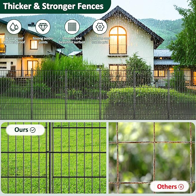 10 Panels Decorative Garden Fence Animal Barrier Heavy Duty No Dig Dog Fence - Image 3