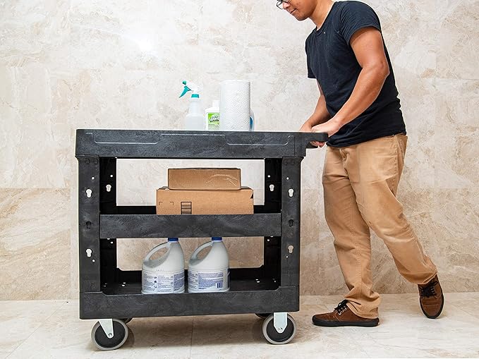 550lb Capacity Heavy Duty Plastic Utility Cart 34-1/2" L x 16-3/4" W - Image 7