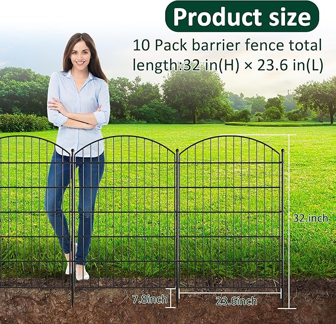 No Dig Dog Fence Outdoor for Yard: Heavy Duty Garden Fence Animal Barrier 10 - Image 4