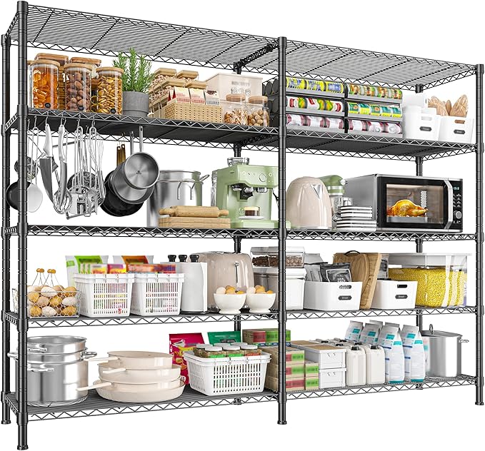REIBII 1450LBS Shelves 5 Tier Metal Shelving Unit Storage Wire Shelving 58.1''W by REIBII