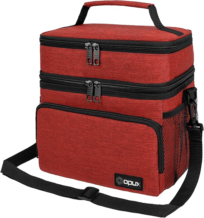 opux Insulated Lunch Bag for Men Women, Large Dual Compartment Cooler Bag by OPUX