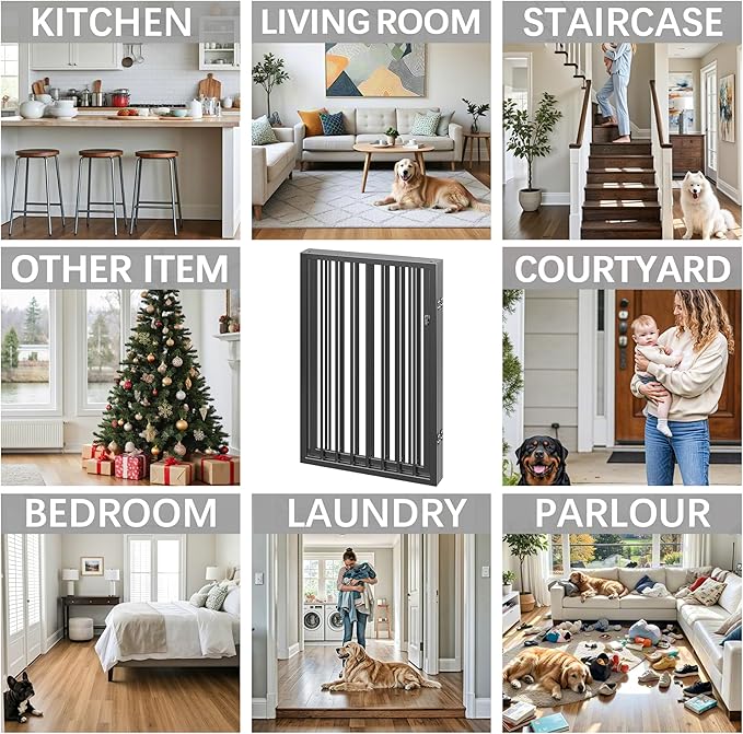Vantas Folding No-Assembly Metal Pet Gate 80" Wide, Freestanding Accordion - Image 6