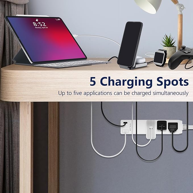 LIDER Outlet Extender with 3 Receptacles, 12W USB Type-A, and USB Type-C - Image 5