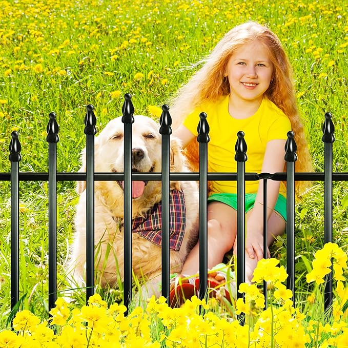 Metal Garden Fence 26" H x 24" W Rustproof Animal Barrier No Dig Decorative - Image 5