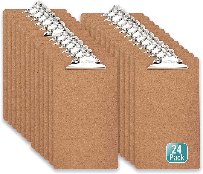 24 Clipboards Standard A4 Letter Size, 9x12.5 inch Wooden Clipboard by EXTRIC