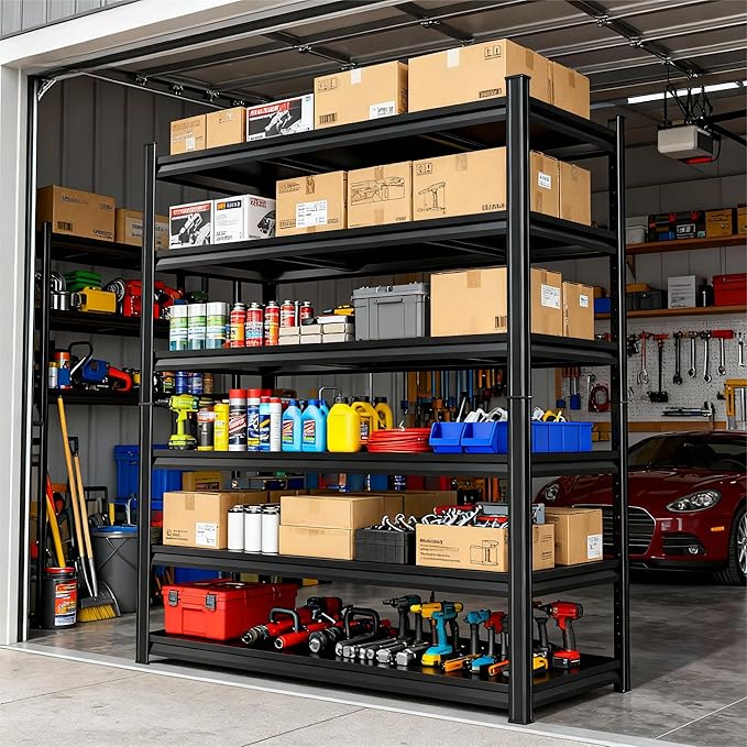 Storage Shelves, Garage Metal Shelving Unit, Adjustable, Double-Layer Column - Image 2