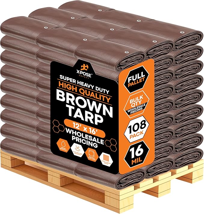 Super Heavy Duty Brown Poly Tarp 12' x 16' by XposeSafety