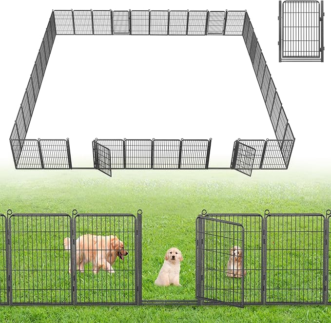 Decorative Garden Fence with Gate, 32 in x 87 ft Rustproof Metal Fence Panels by Jhsomdr