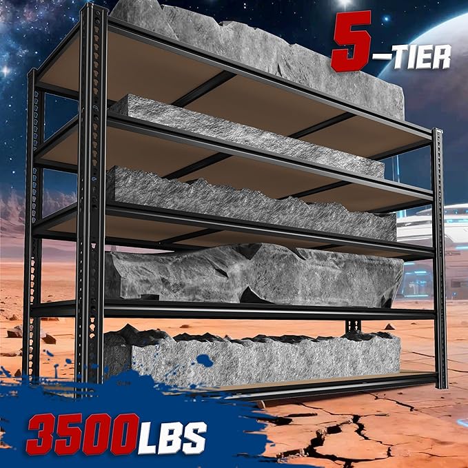 60" W Garage Shelving 72" H Metal Shelving 3500LBS Storage Shelves Heavy Duty 5 - Image 4