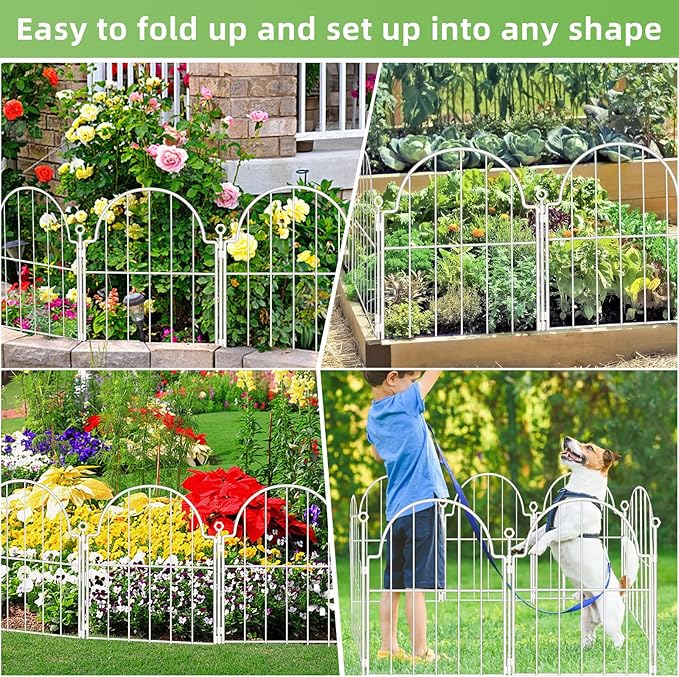 Decorative Garden Fence 17in x 10ft, 10 Pack Metal No Dig Garden Fencing Animal - Image 5