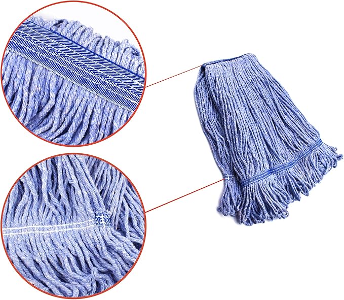 String Mop Heads Replacement Heavy Duty Commercial Grade Blue Cotton Looped End - Image 5