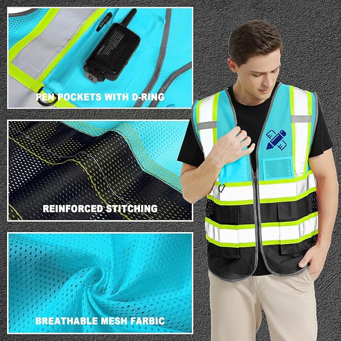 BeautyWill 10 Pack Custom Mesh Safety Vest Customized Logo Class2 High - Image 6