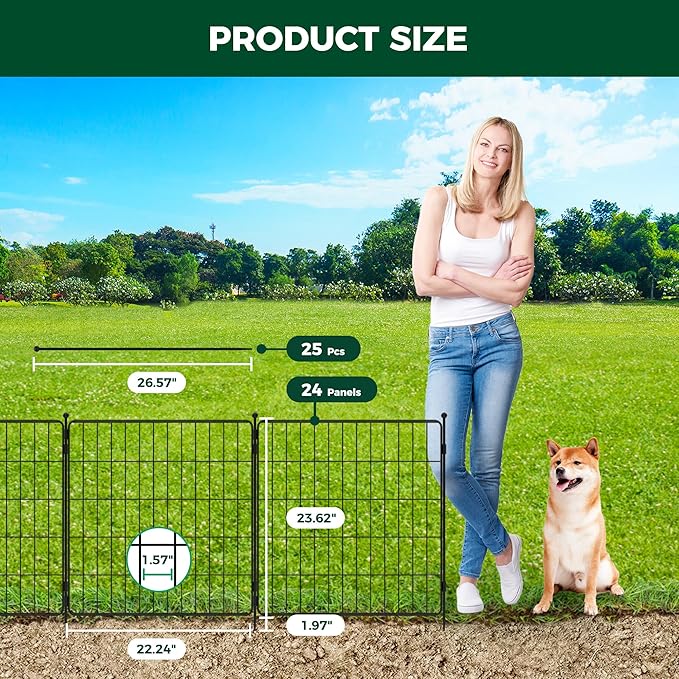 FXW Decorative Garden Fence for Yard - 24in x 44.4ft 24 Panels - Metal Fencing - Image 3