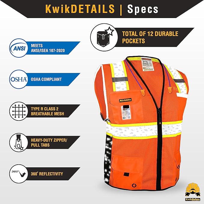 KwikSafety - BIG KAHUNA DIGITAL Safety Vest Class 2 ANSI OSHA Reflective Vest - Image 5