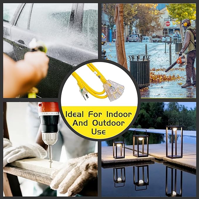 3-Outlets Indoor Outdoor Extension Cord Weatherproof - Image 6