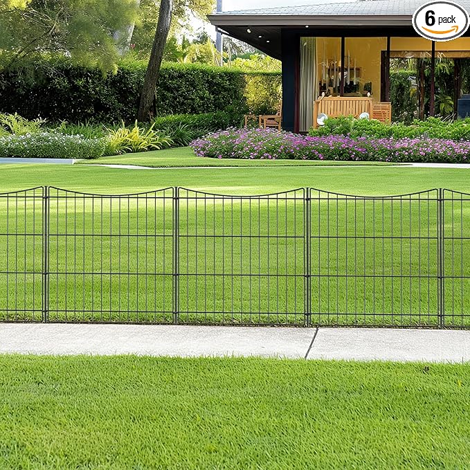 INJOPEXI Decorative Garden Fence 6 Panels 11.8ft×24in Garden Fences by INJOPEXI