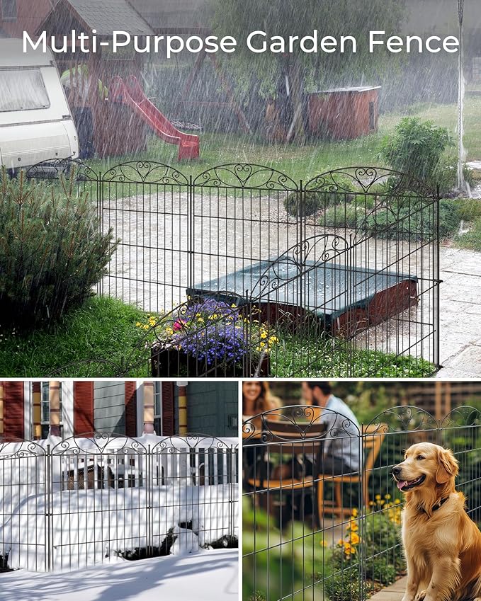 10 Panels No Dig Decorative Outdoor Garden Fence, 40 in X 23.6 ft Animal - Image 6