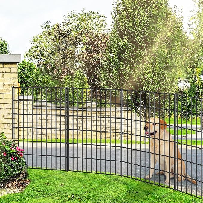 Metal Garden Fence 40in x 11.7ft, 5 Panels + 6 Stakes Dog Fence Border Fence - Image 5