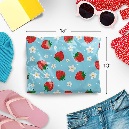 10x13 Poly Mailers – Summer Strawberries – Waterproof, Tear-Resistant Shipping - Image 2