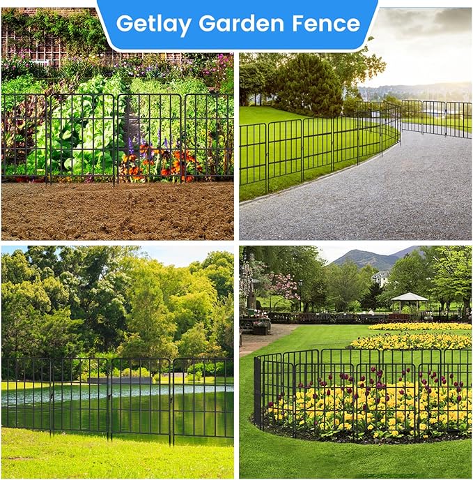 Decorative Garden Fence 24 Pack, 24 Ft X 24 in Black Square Rustproof Metal - Image 4