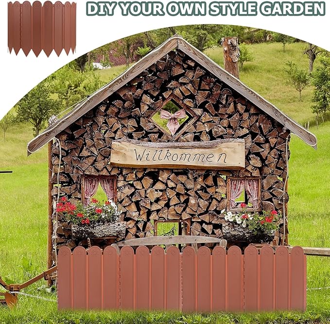 Plastic Garden Lawn Fence Panel Deep Brown Decorative Temporary Outdoor Border - Image 7