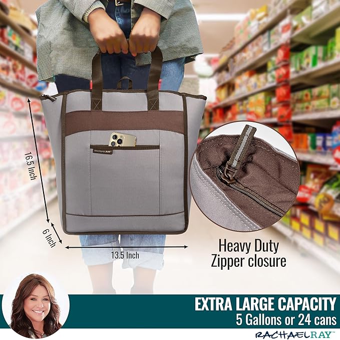 Rachael Ray Chillout Soft Cooler Bag, Large Reusable Insulated Grocery Bag - Image 4