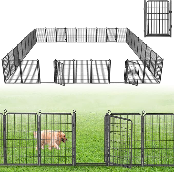Decorative Garden Fence with Gate, 40 in x 77 ft Rustproof Metal Fence Panels by Jhsomdr