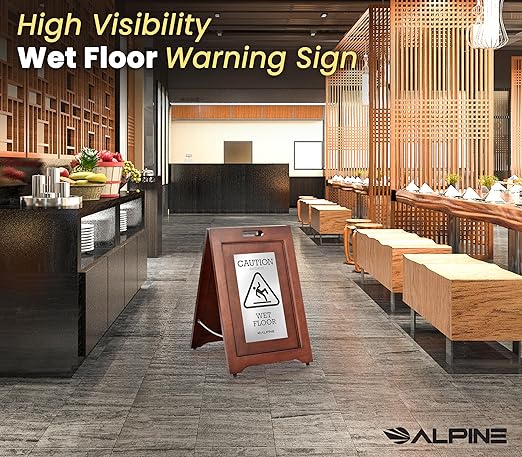 Alpine Wooden Wet Floor Sign – High-End Slippery When Wet Caution Sign - Image 8