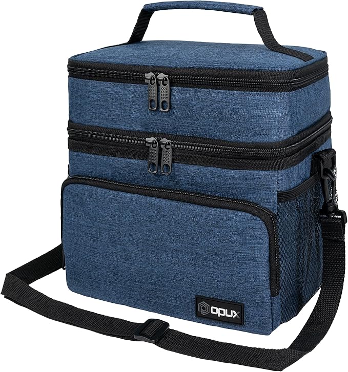 opux Insulated Lunch Bag for Men Women, Large Dual Compartment Cooler Bag by OPUX
