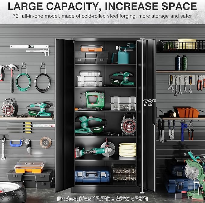 SISESOL Wide & Deep Metal Storage Cabinet - Image 9
