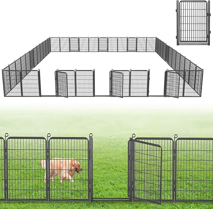 Decorative Garden Fence with Gate, 40 in x 95 ft Rustproof Metal Fence Panels by Jhsomdr
