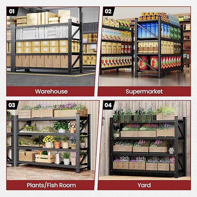 60" Wide Storage Shelves, 5000LBS Garage Shelving Heavy Duty, Standing Shelf - Image 8