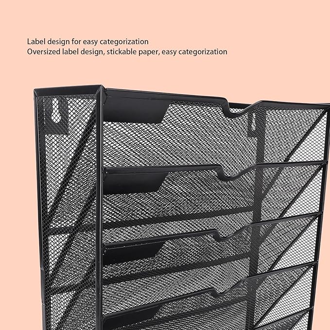 Walfront Hanging Wall File Holder 6 Tier Metal Hanging Wall Mount File Organizer - Image 3