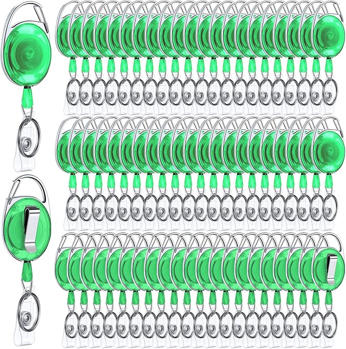 Laumoi 80 Packs Retractable ID Badge Holder Name ID Badge Reel Clips Keychain by Unknown