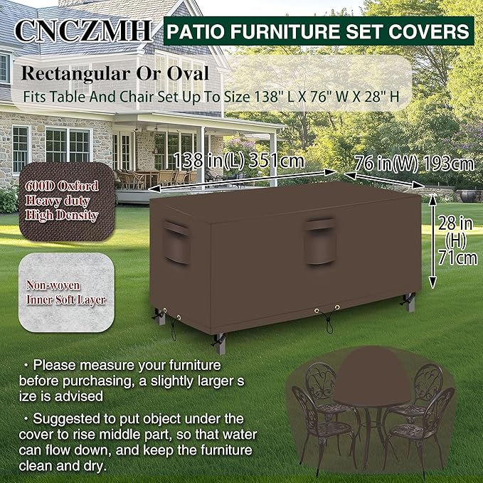 Heavy Duty Patio Furniture Covers Waterproof, 600D Outdoor Furniture Cover - Image 2