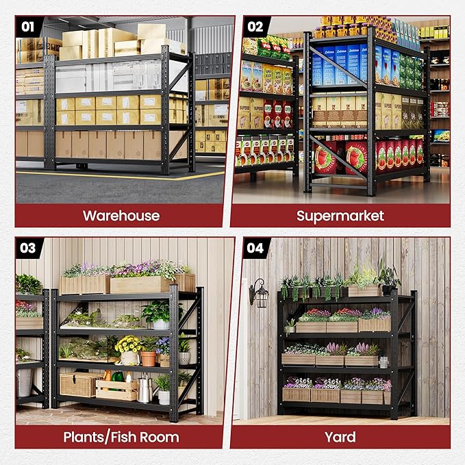 48" Wide Storage Shelves, 2000LBS Garage Shelving Heavy Duty, Standing Shelf - Image 8