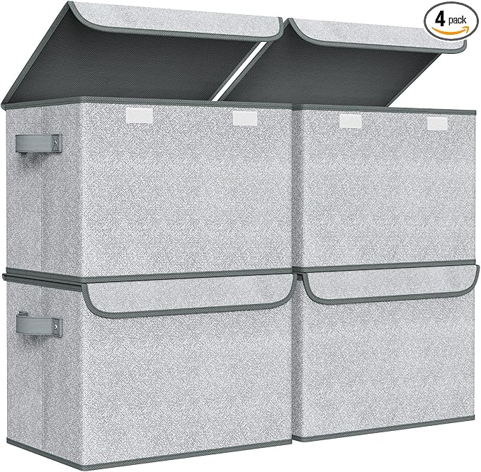 Univivi Storage Bins with Lids Large Collapsible Stackable Fabric Storage Boxes by Univivi