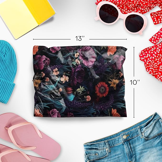 10x13 Poly Mailers – Dark Floral – Waterproof, Tear-Resistant Shipping Bags - Image 2