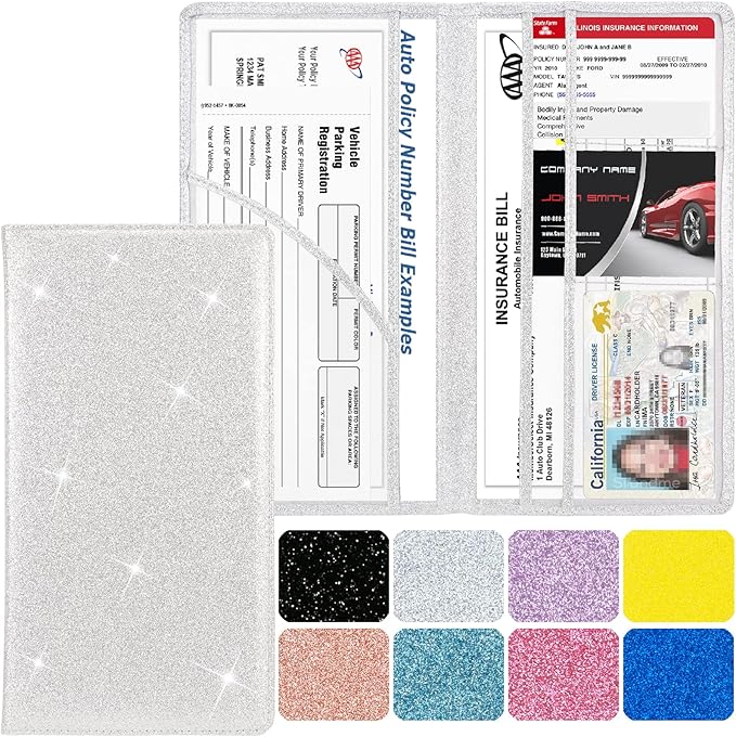 Car Registration and Insurance Holder, Leather Magnetic Shut Vehicle Glove Box by Srandme