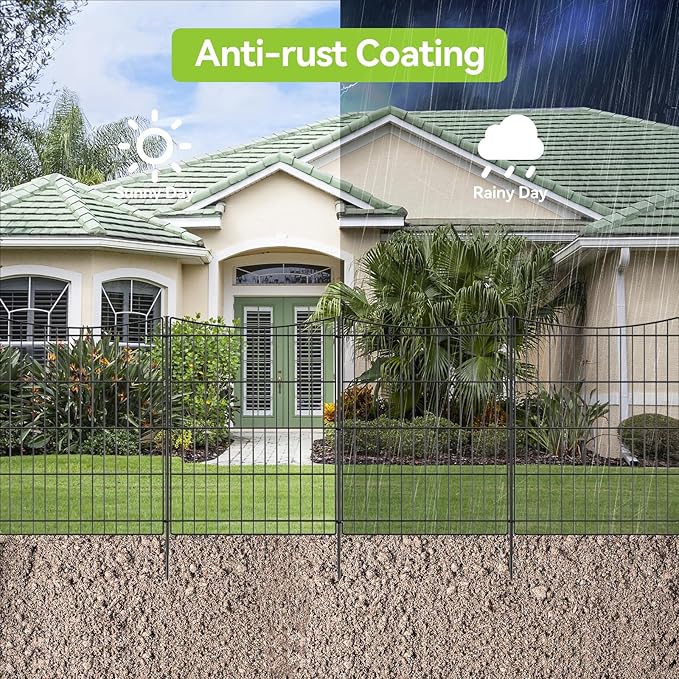 INJOPEXI Decorative Garden Fence 6 Panels 11.8ft×30in Garden Fences Outdoor - Image 4